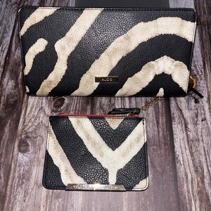 Aldo Zebra Print Wallet and Card Holder Set